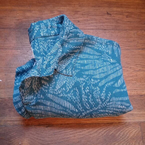 SIGRID OLSEN 100% linen teal printed button down shirt (L) - Picture 11 of 12